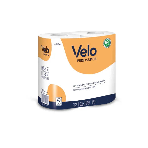 VELO PURE PULP C4 – CARTA IGIENICA A ROTOLI - 56 RT