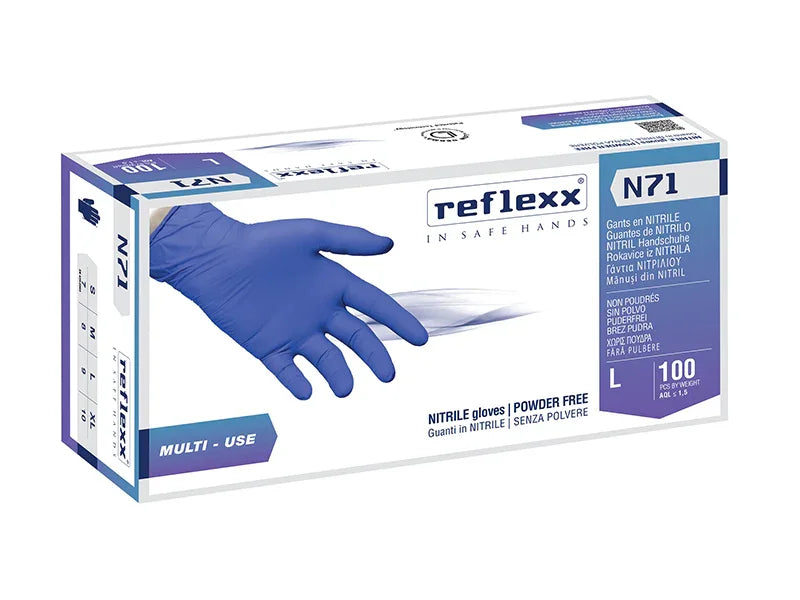 GUANTI REFLEXX N71 - IN NITRILE SENZA POLVERE - 100PZ
