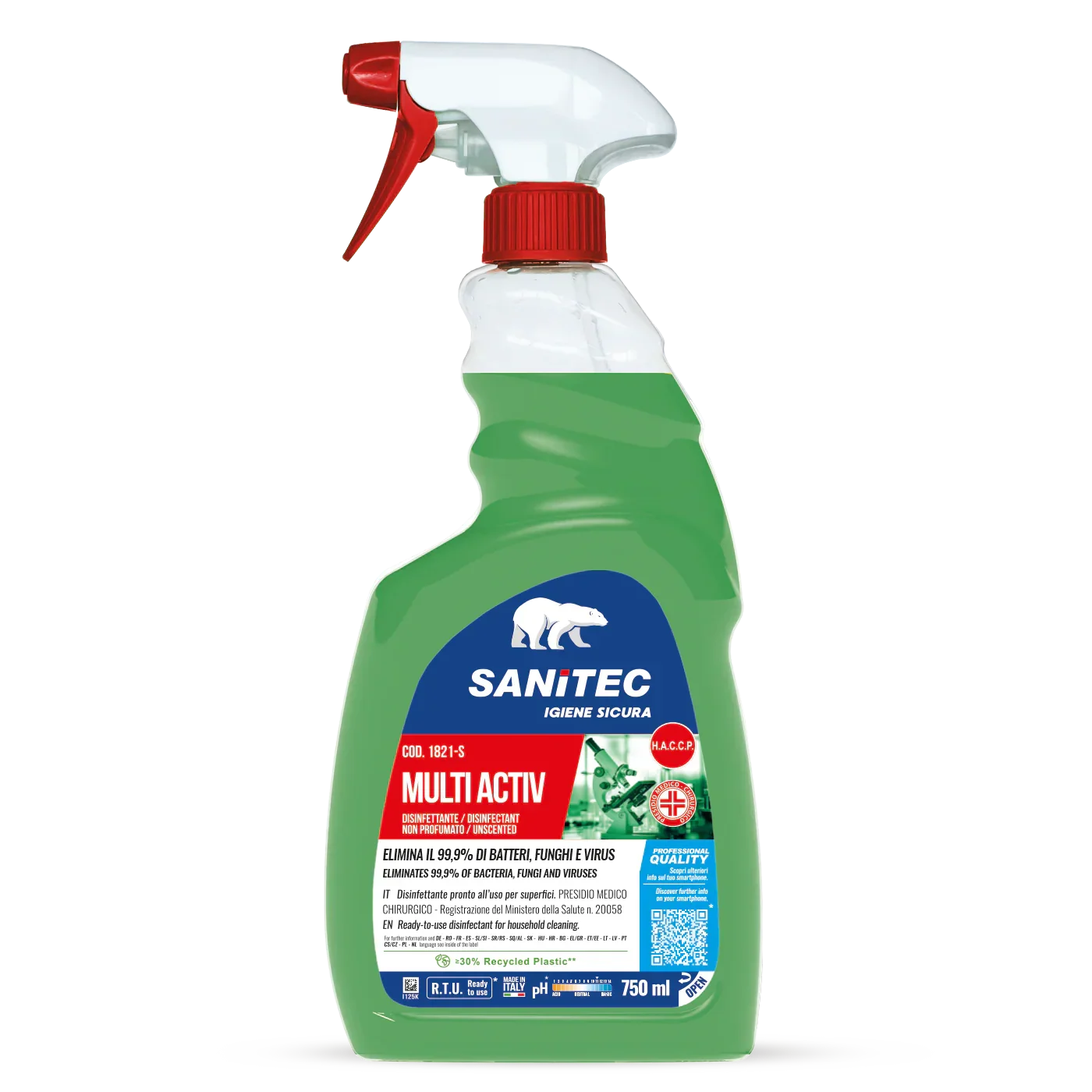SANITEC MULTI ACTIV 750 ML – DISINFETTANTE MULTIUSO SPRAY PRONTO ALL’USO