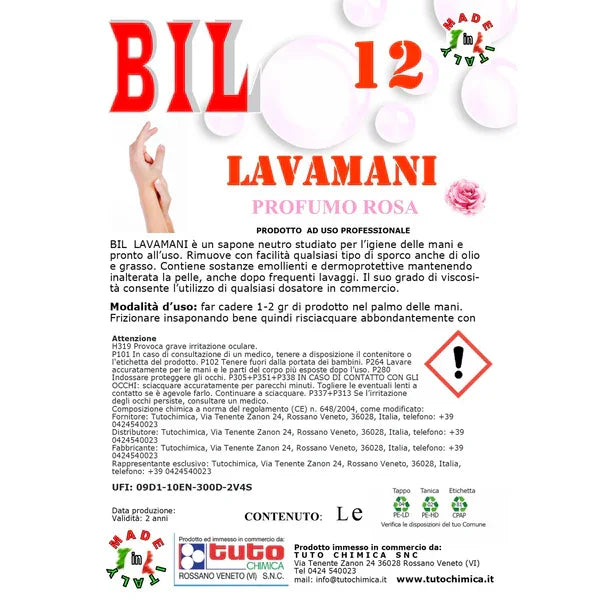 BIL 12 Lava mani | Sapone liquido neutro professionale