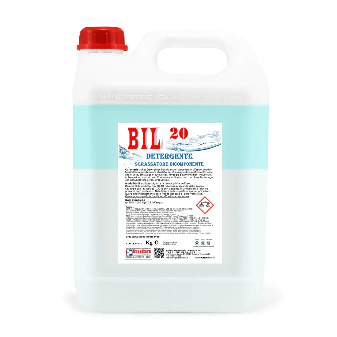 BIL 20 Sgrassatore bicomponente | Detergente alcalino bifasico superconcentrato