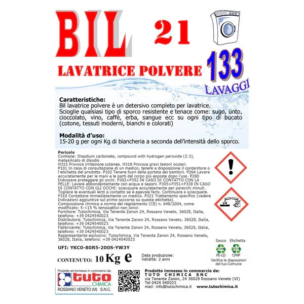 BIL 21 Lavatrice | Detersivo in polvere professionale