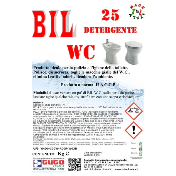 BIL 25 W.C. | Disincrostante e detergente acido professionale