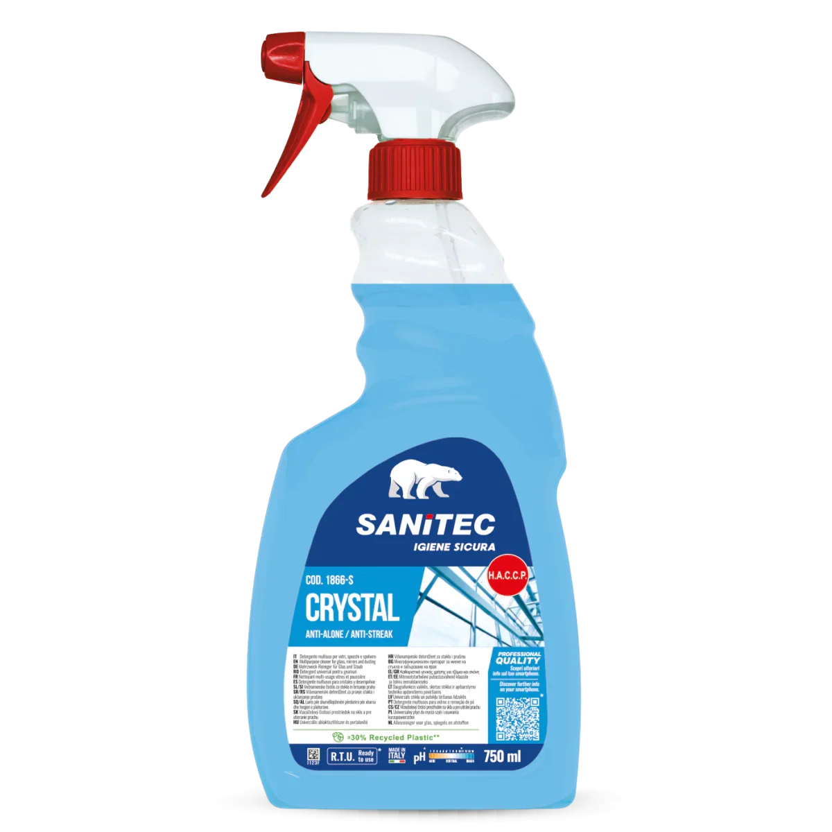 SANITEC – CRYSTAL ANTIALONE – DETERGENTE MULTIUSO VETRI E SPECCHI