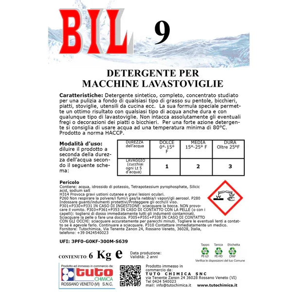 BIL 9 Lavastoviglie | Detergente liquido concentrato