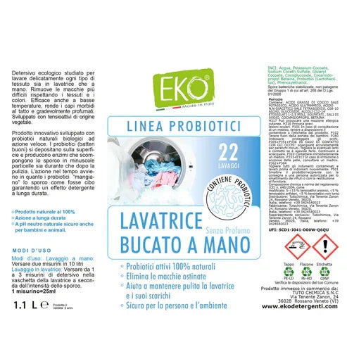 EKO Detersivo Lavatrice e Bucato a Mano con Probiotici