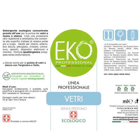 EKO PROFESSIONAL Detergente vetri ecologico concentrato