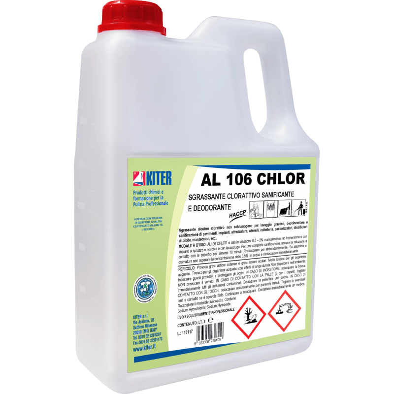 AL 106 CHLOR KITER Potente sgrassante HACCP cloroattivo con azione igienizzante e decolorante