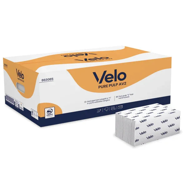 VELO PURE PULP AV2 – ASCIUGAMANI PIEGATI A V 21 CM