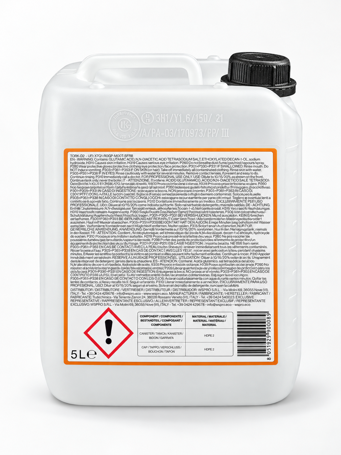 WSPRO TORK-D2 – Detergente alcalino sgrassante professionale