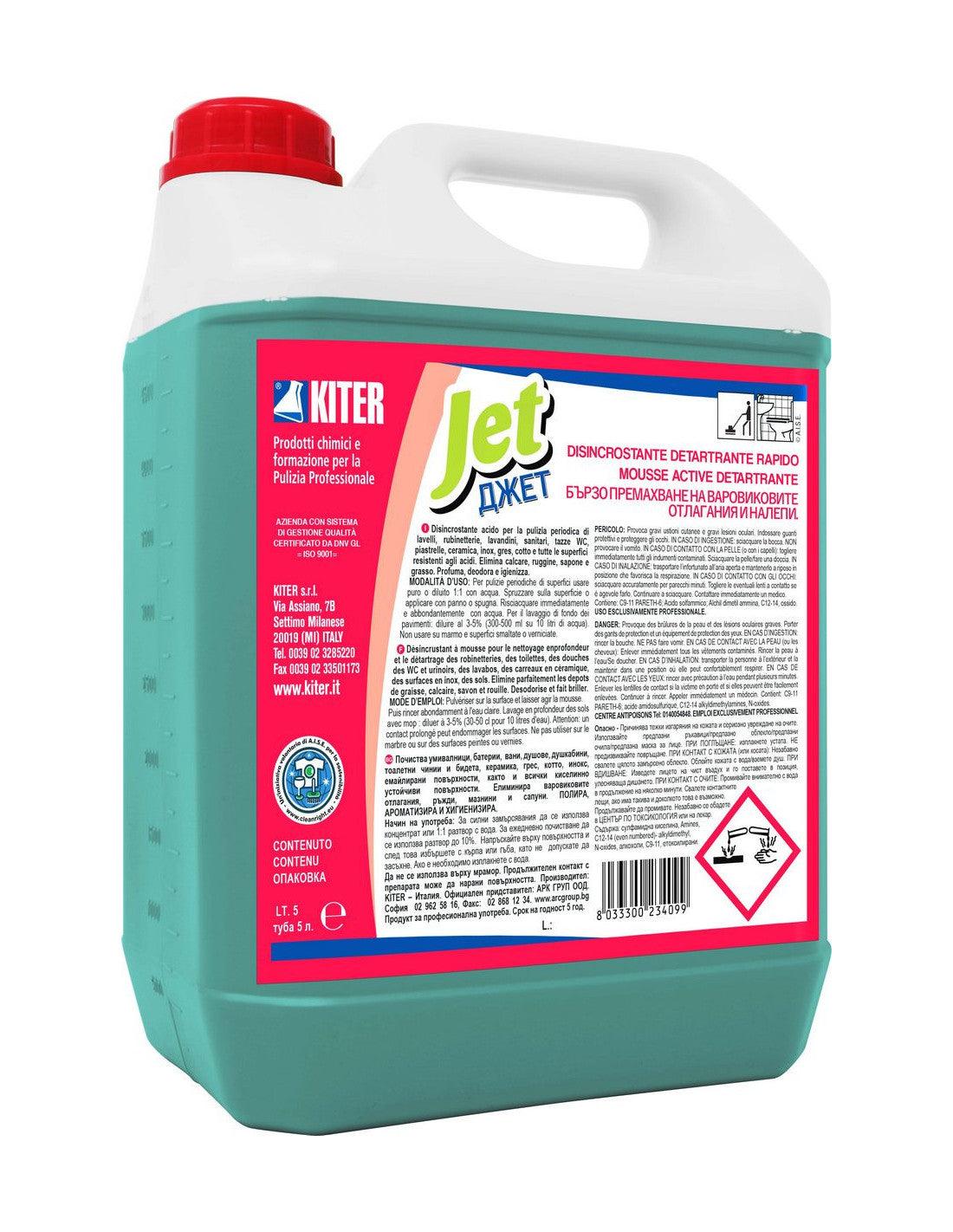 JET KITER Schiuma attiva anticalcare disincrostante per rubinetterie sanitari pavimenti e pareti 4PZ