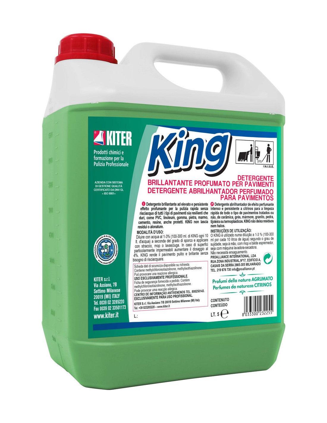 KING KITER Detergente neutro brillantante a bassissimo residuo per tutti i pavimenti duri lavabili