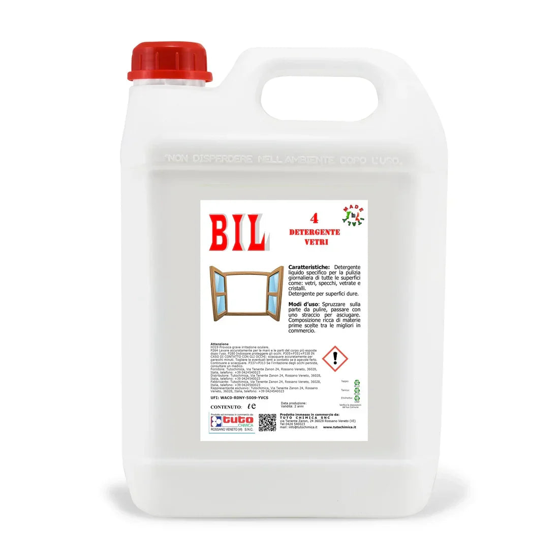BIL 4 Vetri e specchi | Detergente igienizzante professionale per vetri e specchi