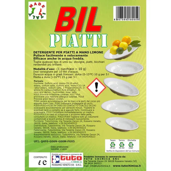 BIL 8 Piatti | Detersivo per piatti a mano professionale