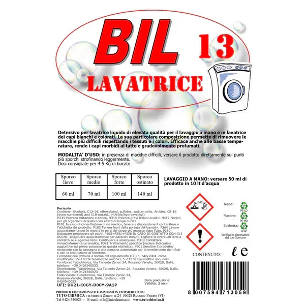 BIL 13 Lavatrice | Detersivo liquido professionale per bucato