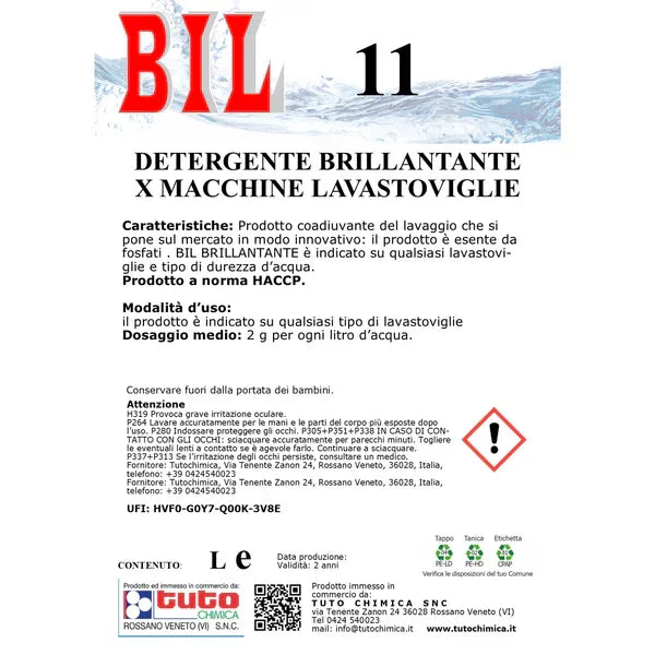 BIL 11 Brillantante | Additivo di risciacquo professionale