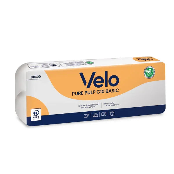 VELO PURE PULP C10 BASIC – CARTA IGIENICA A ROTOLI - 120 RT