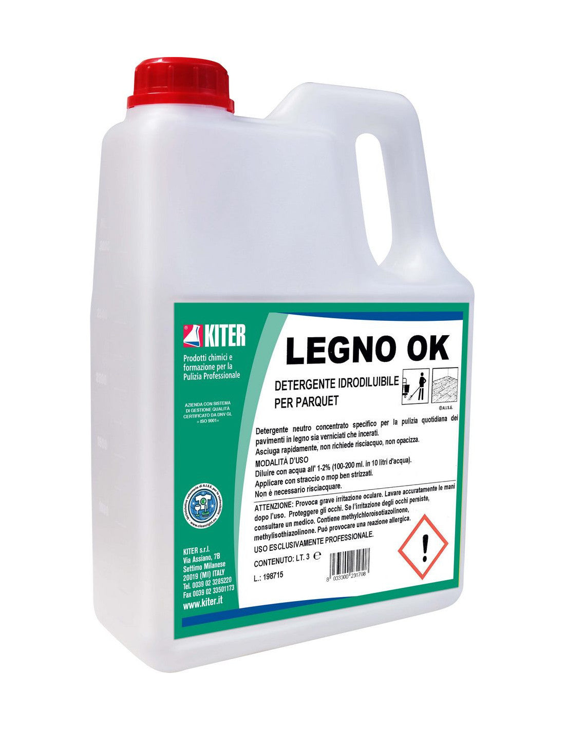 LEGNO OK KITER Detergente neutro concentrato per la pulizia dei pavimenti in legno e laminati