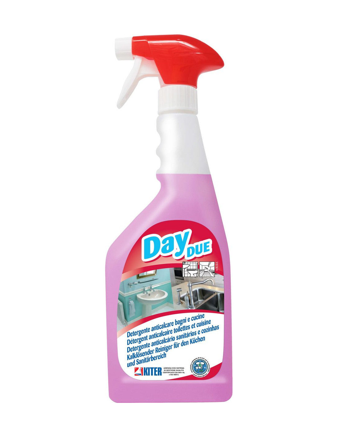 DAY DUE KITER Detergente igienizzante anticalcare di uso giornaliero per ceramica e acciaio | 12 pz