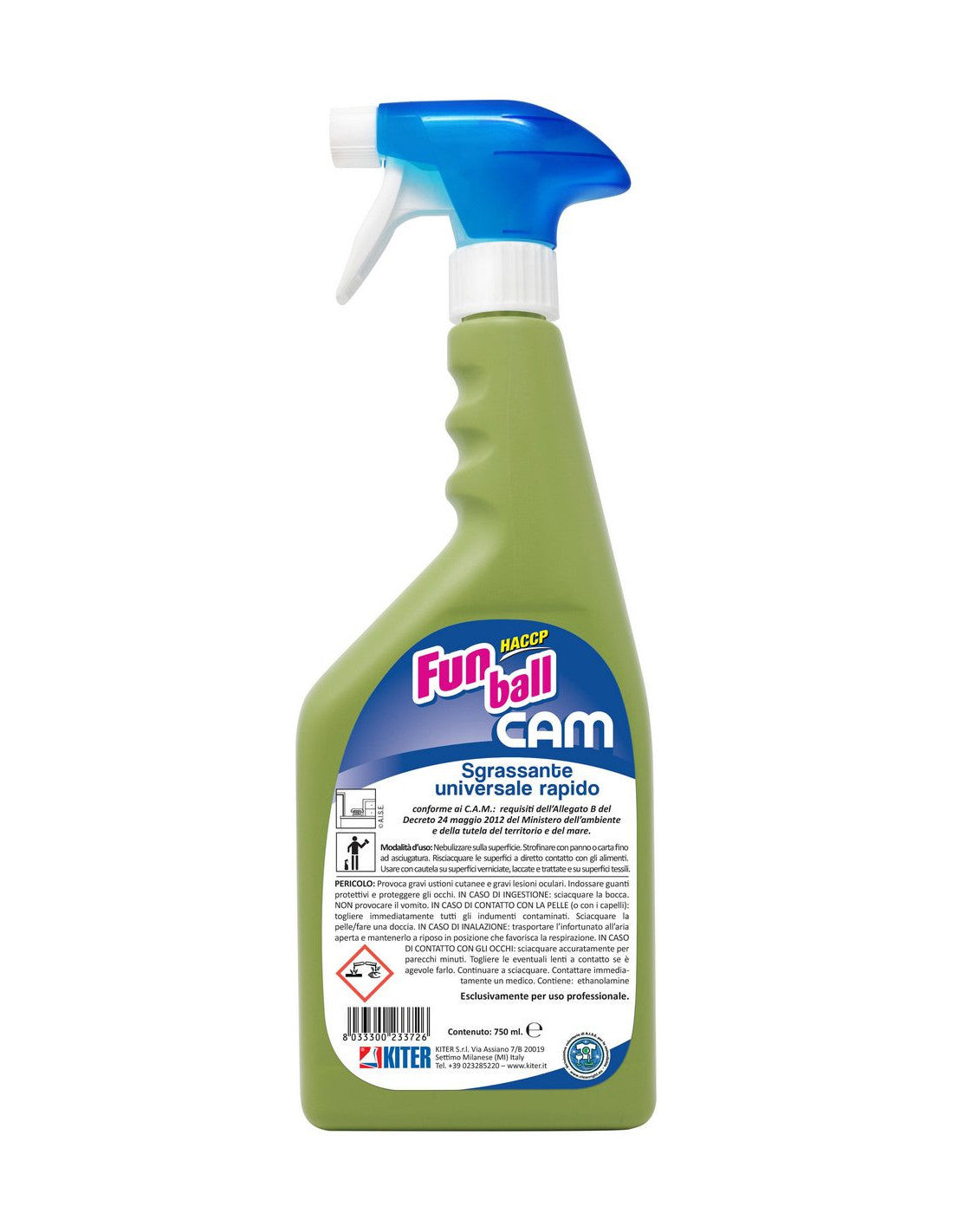 FUN BALL CAM KITER Sgrassante ecologico superattivo rapido HACCP senza risciacquo multiuso